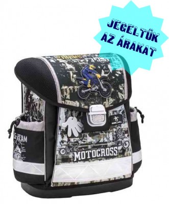 Belmil alsós ergonomikus merevfalú iskolatáska, Classy 403-13, Motocross