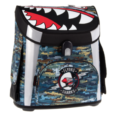 Ars Una alsós merevfalú ergonomikus kompakt easy mágneszáras iskolatáska Flying Sharks (5001) 20